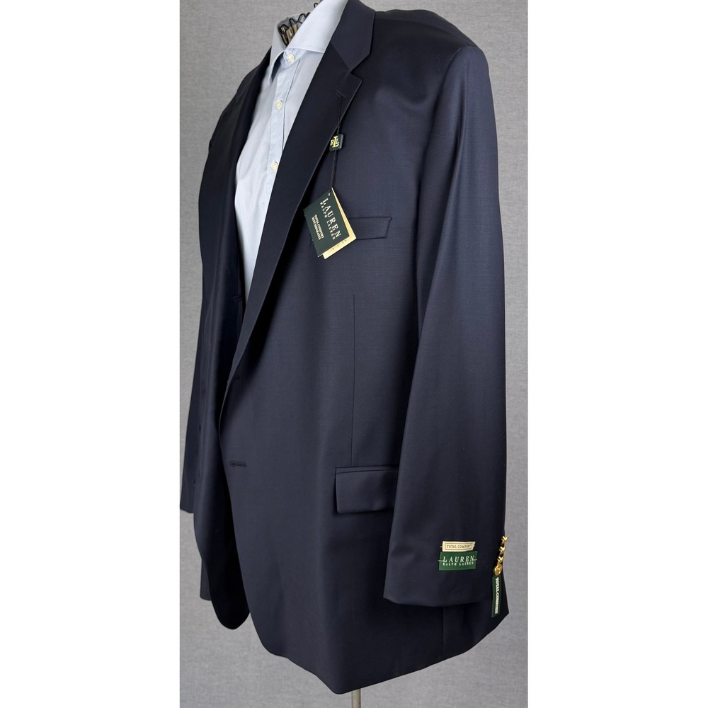 Lauren Ralph Lauren Mens Navy Blue Wool Blazer Sport Coat 58R Gold Buttons NEW - Picture 1 of 13